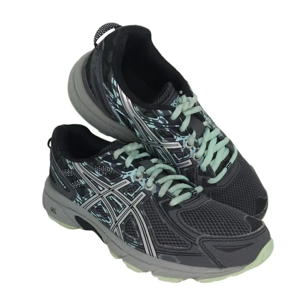 ASICS Gel Venture 6 Womens Pre-owned Gray & Teal Running Sneakers - sz. 6